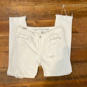 Calvin Klein White Distressed Jeans